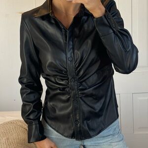 RDI Black Faux Leather Shirt